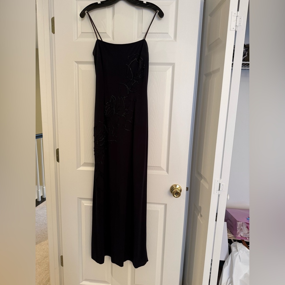 Formal navy gown black beads Rimini size 6